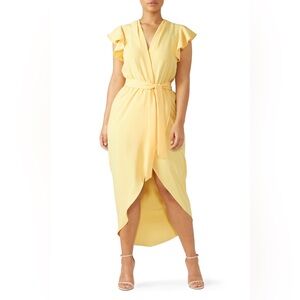 Amanda Uprichard Yellow Asymmetrical Wrap Dress